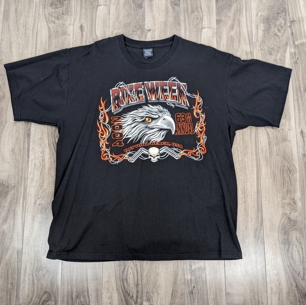 2004 Daytona Beach Bike Week Biker T-Shirt Black Bald Eagle Size XL